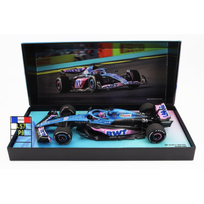 MINICHAMPS ALPINE F1  A523 TEAM BWT ALPINE N 31 9th MIAMI GP WITH PIT BOARD 2023 ESTEBAN OCON - BLUE BLACK PINK 1/18