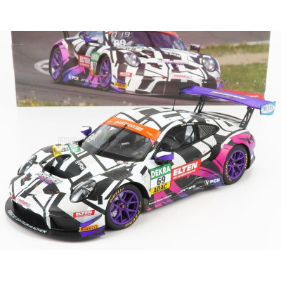 MINICHAMPS PORSCHE 911 991 GT3 R TEAM IRON FORCE RACING N 69 GT MASTERS 2019 J.E.SLOOTEN - L.LUHR - WHITE BLACK PURPLE 1/18
