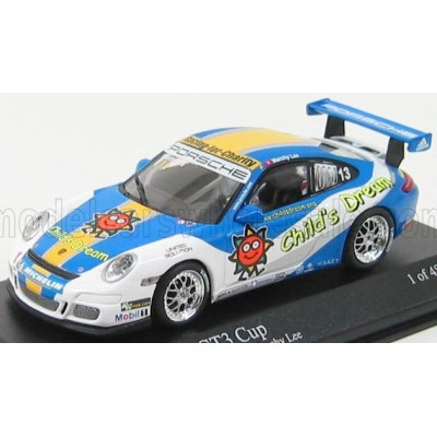 MINICHAMPS PORSCHE 911 GT3 N 13 CARRERA CUP ASIA MACAU 2007 M.LEE - LIGHT BLUE WHITE 1/43