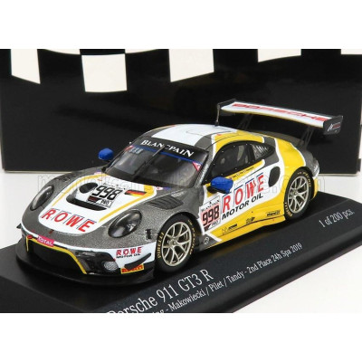 MINICHAMPS PORSCHE 911 991-2 GT3 R TEAM ROWE RACING N 998 2nd 24h SPA 2019 F.MAKOWIECKI - P.PILET - N.TANDY - GREY WHITE YELLOW