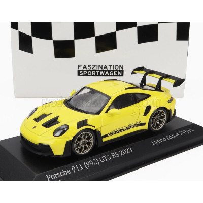 MINICHAMPS PORSCHE 911 992 GT3 RS COUPE 2023 - GOLD WHEELS - YELLOW 1/43