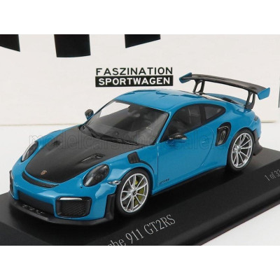 MINICHAMPS PORSCHE 911 991-2 GT2 RS COUPE 2018 - SILVER RIMS - MIAMI BLUE 1/43