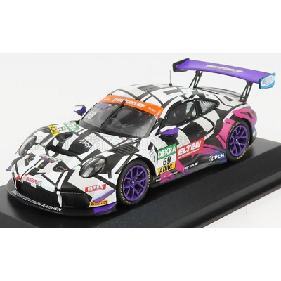 MINICHAMPS PORSCHE 911 991 GT3 R TEAM IRON FORCE N 69 GT MASTERS 2019 J.E.SLOOTEN - L.LUHR - WHITE BLACK PURPLE 1/43