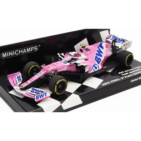 MINICHAMPS MERCEDES BWT F1  RP20 TEAM SPORTPESA RACING POINT N 18 3rd SAKHIR GP 2020 L.STROLL - PINK MATT BLUE 1/43