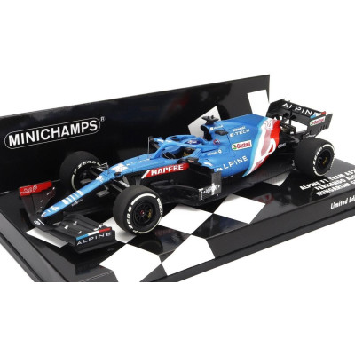 MINICHAMPS ALPINE F1  A521 RENAULT E-TECH 20B TEAM ALPINE N 14 4th HUNGARY GP 2021 FERNANDO ALONSO - BLUE MET RED WHITE 1/43