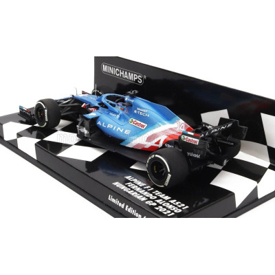 MINICHAMPS ALPINE F1  A521 RENAULT E-TECH 20B TEAM ALPINE N 14 4th HUNGARY GP 2021 FERNANDO ALONSO - BLUE MET RED WHITE 1/43