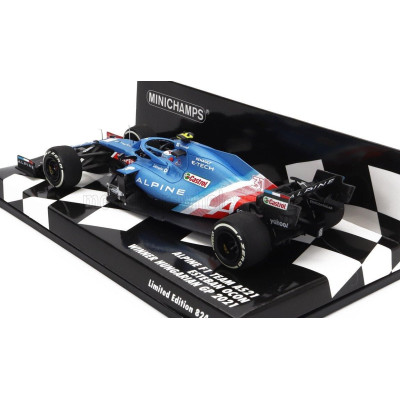 MINICHAMPS ALPINE F1  A521 RENAULT E-TECH 20B TEAM ALPINE N 31 WINNER HUNGARY GP 2021 ESTEBAN OCON - BLUE MET RED WHITE 1/43