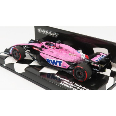 MINICHAMPS ALPINE F1 A522 TEAM ALPINE BWT N 14 BAHRAIN GP 2022 FERNANDO ALONSO - PINK BLUE 1/43