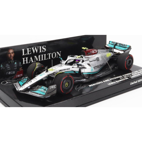 MINICHAMPS MERCEDES GP F1 W13E TEAM MERCEDES-AMG PETRONAS F1 N 44 3rd BAHRAIN GP 2022 LEWIS HAMILTON - SILVER GREEN 1/43