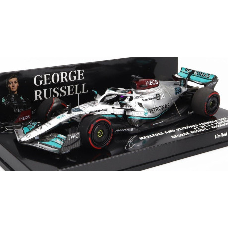 MINICHAMPS MERCEDES GP F1 W13E TEAM MERCEDES-AMG PETRONAS F1 N 63 4th BAHRAIN GP 2022 GEORGE RUSSEL - SILVER GREEN 1/43