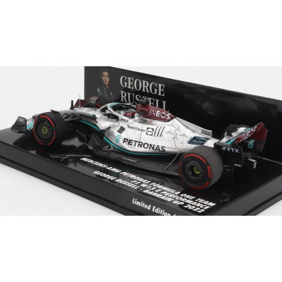 MINICHAMPS MERCEDES GP F1 W13E TEAM MERCEDES-AMG PETRONAS F1 N 63 4th BAHRAIN GP 2022 GEORGE RUSSEL - SILVER GREEN 1/43
