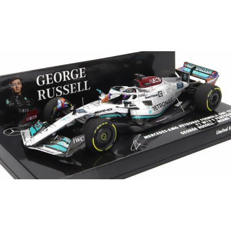 MINICHAMPS MERCEDES GP F1 W13E TEAM MERCEDES-AMG PETRONAS F1 N 63 3rd MIAMI GP 2022 GEORGE RUSSEL - SILVER GREEN 1/43