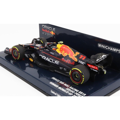 MINICHAMPS RED BULL F1  RB18 TEAM ORACLE RED BULL RACING N 11 WINNER MONACO GP 2022 SERGIO PEREZ - MATT BLUE YELLOW RED 1/43