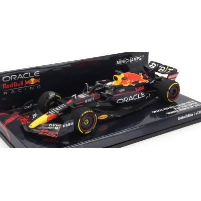 MINICHAMPS RED BULL F1 RB18 TEAM ORACLE RED BULL RACING N 1 WORLD CHAMPION WINNER FRENCH GP 2022 MAX VERSTAPPEN - MATT BLUE YELL