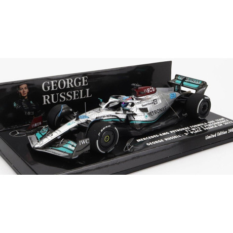 MINICHAMPS MERCEDES GP F1 W13E TEAM MERCEDES-AMG PETRONAS F1 N 63 3rd FRANCE GP 2022 GEORGE RUSSEL - SILVER GREEN 1/43