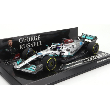 MINICHAMPS MERCEDES GP F1 W13E TEAM MERCEDES-AMG PETRONAS F1 N 63 3rd HUNGARIAN GP 2022 GEORGE RUSSEL - SILVER GREEN 1/43