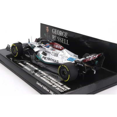 MINICHAMPS MERCEDES GP F1 W13E TEAM MERCEDES-AMG PETRONAS F1 N 63 3rd HUNGARIAN GP 2022 GEORGE RUSSEL - SILVER GREEN 1/43