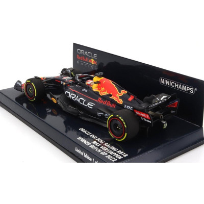 MINICHAMPS RED BULL F1  RB18 TEAM ORACLE RED BULL RACING N 1 WORLD CHAMPION WINNER DUTCH GP 2022 MAX VERSTAPPEN - MATT BLUE YELL