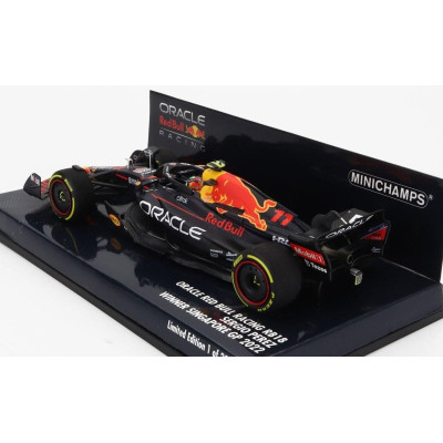 MINICHAMPS RED BULL F1  RB18 TEAM ORACLE RED BULL RACING N 11 WINNER SINGAPORE GP 2022 SERGIO PEREZ - MATT BLUE YELLOW RED 1/43