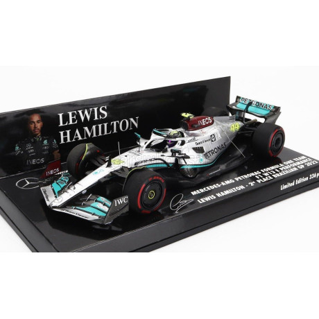 MINICHAMPS MERCEDES GP F1 W13E TEAM MERCEDES-AMG PETRONAS F1 N 44 2nd BRAZILIAN GP 2022 LEWIS HAMILTON - SILVER GREEN 1/43
