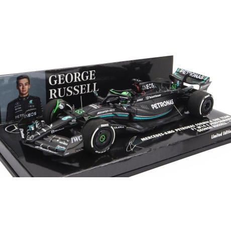 MINICHAMPS MERCEDES GP F1 W14 TEAM MERCEDES-AMG PETRONAS FORMULA ONE N 63 7th BAHRAIN GP 2023 GEORGE RUSSEL - MATT BLACK 1/43