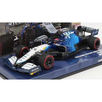 MINICHAMPS WILLIAMS F1  FW43B MERCEDES M12 EQ POWER+ TEAM  WILLIAMS RACING N 63 BAHRAIN GP 2021 GEORGE RUSSEL - WHITE LIGHT BLUE