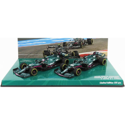 MINICHAMPS ASTON MARTIN SET F1  2X AMR21 MERCEDES M12 EQ POWER+ TEAM COGNIZANT FORMULA ONE N 5 SEASON 2021 SEBASTIAN VETTEL + N