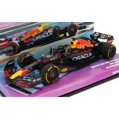 MINICHAMPS RED BULL F1  RB18 TEAM ORACLE RED BULL RACING N 1 WINNER MIAMI GP WORLD CHAMPION 2022 MAX VERSTAPPEN - MATT BLUE YELL