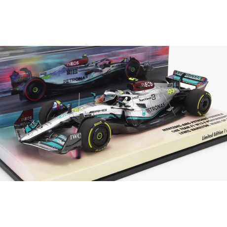 MINICHAMPS MERCEDES GP F1 W13E TEAM MERCEDES-AMG PETRONAS F1 N 44 6th MIAMI GP 2022 LEWIS HAMILTON - SILVER GREEN 1/43