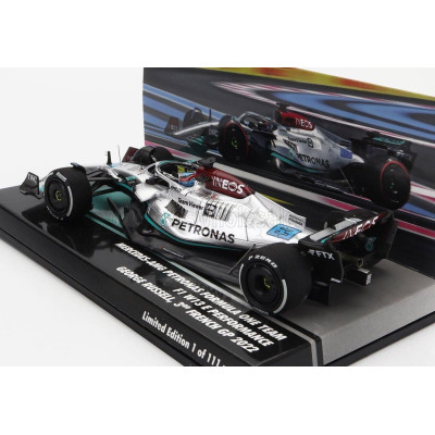 MINICHAMPS MERCEDES GP F1 W13E TEAM MERCEDES-AMG PETRONAS F1 N 63 3rd FRANCE GP 2022 GEORGE RUSSEL - SILVER GREEN 1/43