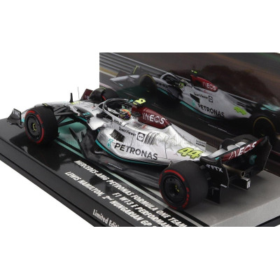 MINICHAMPS MERCEDES GP F1 W13E TEAM MERCEDES-AMG PETRONAS F1 N 44 2nd HUNGARIAN GP 2022 LEWIS HAMILTON - SILVER GREEN 1/43