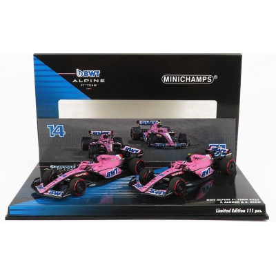 MINICHAMPS ALPINE F1  SET 2X A522 TEAM ALPINE BWT N 14 BAHRAIN GP 2022 FERNANDO ALONSO + N 31 BAHRAIN GP 2022 ESTEBAN OCON - PIN