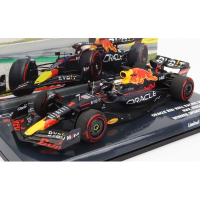 MINICHAMPS RED BULL F1  RB18 TEAM ORACLE RED BULL RACING N 1 WORLD CHAMPION WINNER SPAIN GP 2022 MAX VERSTAPPEN - MATT BLUE YELL