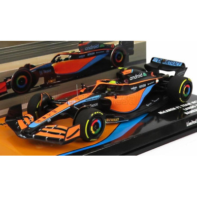 MINICHAMPS McLAREN F1  MCL36 MERCEDES TEAM MCLAREN N 4 BAHRAIN GP 2022 LANDO NORRIS - ORANGE LIGHT BLUE 1/43