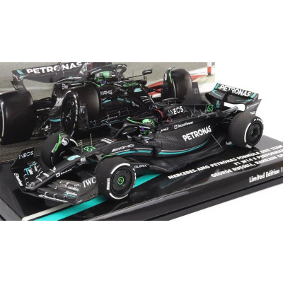 MINICHAMPS MERCEDES GP F1 W14 TEAM MERCEDES-AMG PETRONAS FORMULA ONE N 63 7th BAHRAIN GP 2023 GEORGE RUSSEL - MATT BLACK 1/43