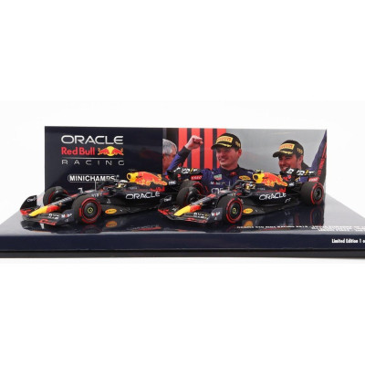 MINICHAMPS RED BULL F1  SET 2X RB18 TEAM ORACLE RED BULL RACING N 1 WINNER EMILIA ROMAGNA ITALY GP WORLD CHAMPION 2022 MAX VERST