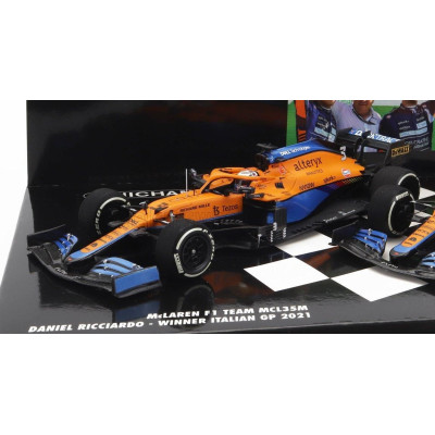 MINICHAMPS McLAREN F1  SET 2X COFFRET MCL35L MERCEDES M12 EQ POWER+ TEAM MCLAREN N 3 WINNER ITALY GP 2021 DANIEL RICCIARDO + N 4