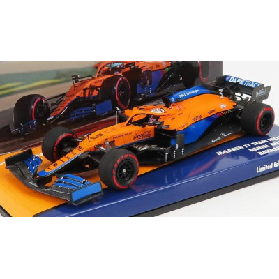 MINICHAMPS McLAREN F1  MCL35L MERCEDES M12 EQ POWER+ TEAM MCLAREN N 3 7th BAHRAIN GP 2021 DANIEL RICCIARDO - ORANGE BLUE 1/43