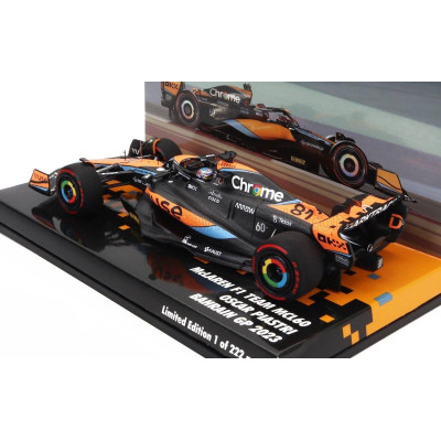 MINICHAMPS McLAREN F1  MCL60 TEAM McLAREN N 81 BAHRAIN GP 2023 OSCAR PIASTRI - ORANGE BLUE BLACK 1/43