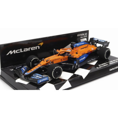 MINICHAMPS McLAREN F1  MCL35L MERCEDES M12 EQ POWER+ TEAM MCLAREN N 3 FRENCH GP 2021 DANIEL RICCIARDO - ORANGE LIGHT BLUE 1/43