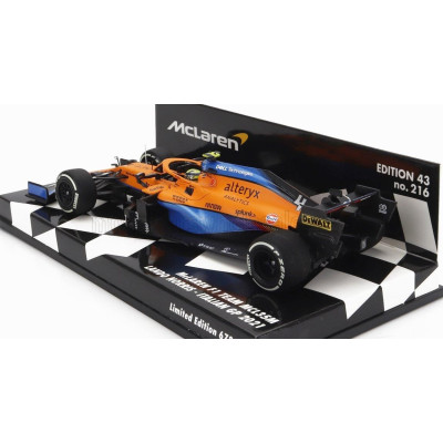 MINICHAMPS McLAREN F1  MCL35L MERCEDES M12 EQ POWER+ TEAM MCLAREN N 4 2nd ITALY GP 2021 LANDO NORRIS - ORANGE LIGHT BLUE 1/43