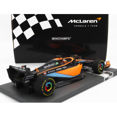 MINICHAMPS McLAREN F1  MCL36 MERCEDES TEAM MCLAREN N 3 BAHRAIN GP 2022 DANIEL RICCIARDO - ORANGE LIGHT BLUE 1/18