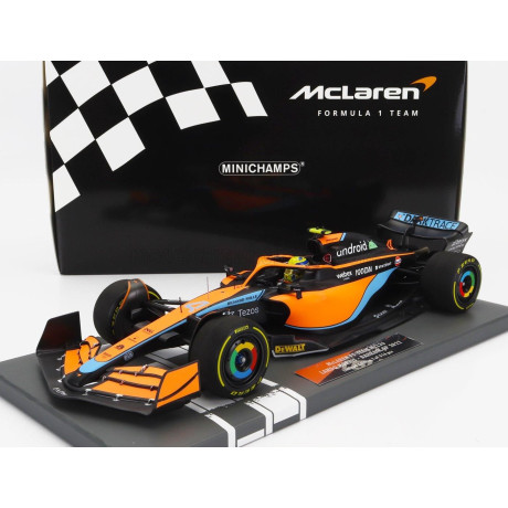 MINICHAMPS McLAREN F1  MCL36 MERCEDES TEAM MCLAREN N 4 BAHRAIN GP 2022 LANDO NORRIS - ORANGE LIGHT BLUE 1/18