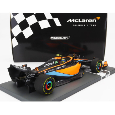 MINICHAMPS McLAREN F1  MCL36 MERCEDES TEAM MCLAREN N 4 BAHRAIN GP 2022 LANDO NORRIS - ORANGE LIGHT BLUE 1/18
