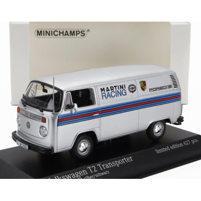 MINICHAMPS VOLKSWAGEN T2 DELIVERY VAN PORSCHE RENNDIENST MARTINI RACING DESIGN 1972 - SILVER 1/43