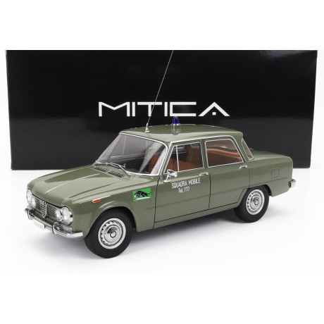 MITICA DIECAST ALFA ROMEO GIULIA 1.6 Ti POLIZIA MILANO 1963 - SQUADRA MOBILE TEL. 777 - VERDE LUCIDO - GREEN 1/18