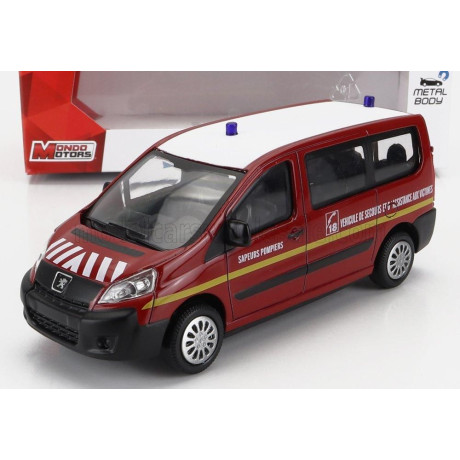 MONDOMOTORS PEUGEOT EXPERT MINIBUS SAPEURS POMPIERS 2007 - RED WHITE 1/43