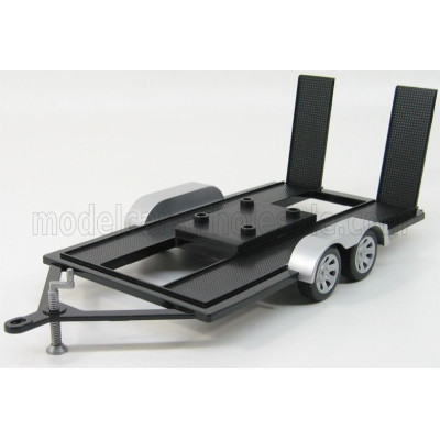 MOTOR MAX ACCESSORIES CARRELLO TRASPORTO AUTO 2-ASSI - CAR TRANSPORTER TRAILER - BLACK SILVER 1/18