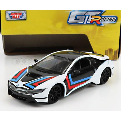 MOTOR MAX BMW i8 COUPE GT RACING 2018 - WHITE BLACK BLUE RED 1/43