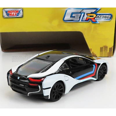 MOTOR MAX BMW i8 COUPE GT RACING 2018 - WHITE BLACK BLUE RED 1/43